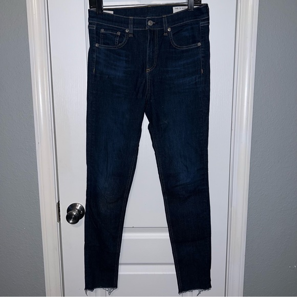 rag & bone Jeans Rag And Bone Inch Ankle Skinny Dark Wash Raw Hem